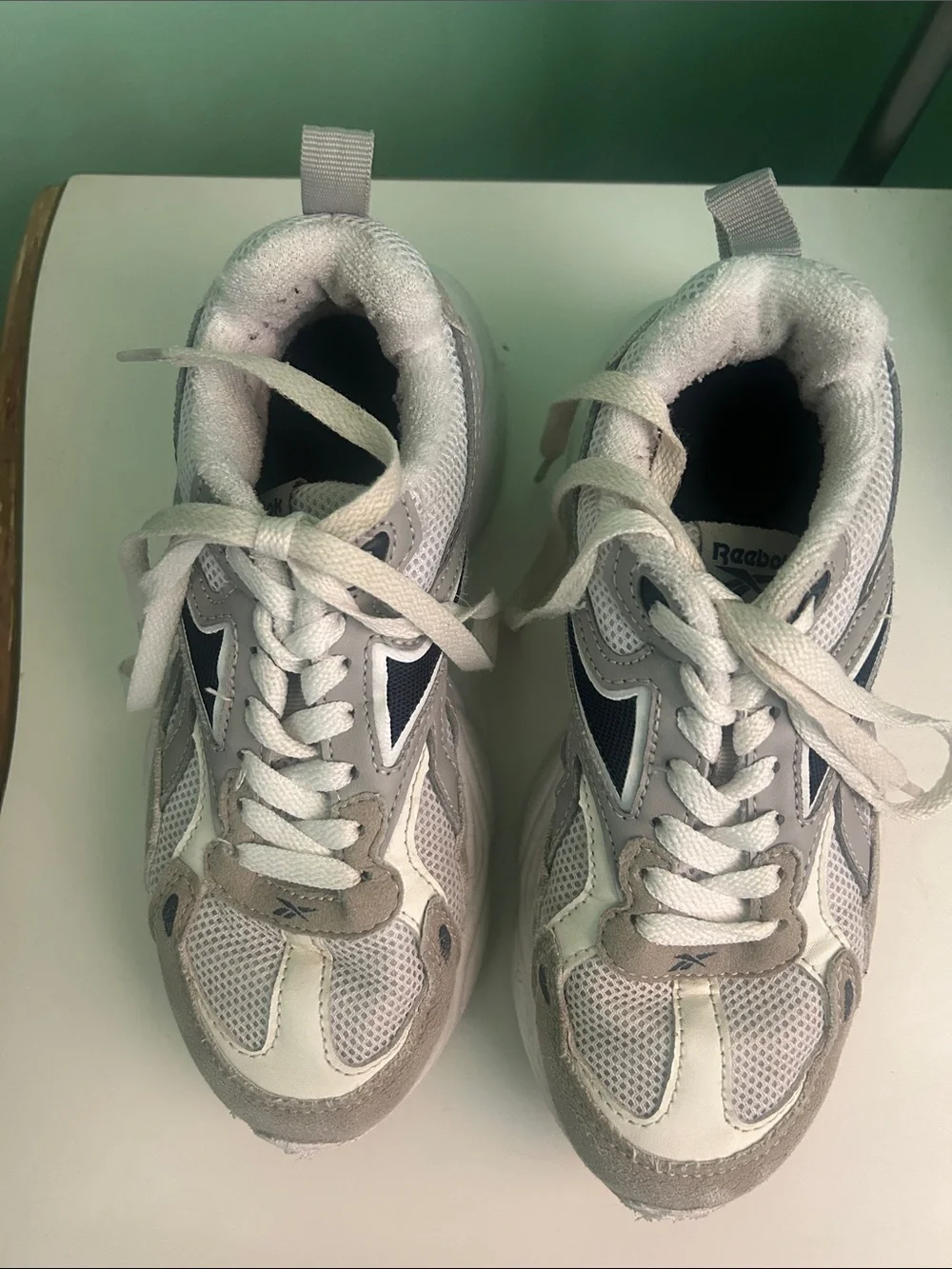 Reebok White and Gray kids  Athletic Sneakers